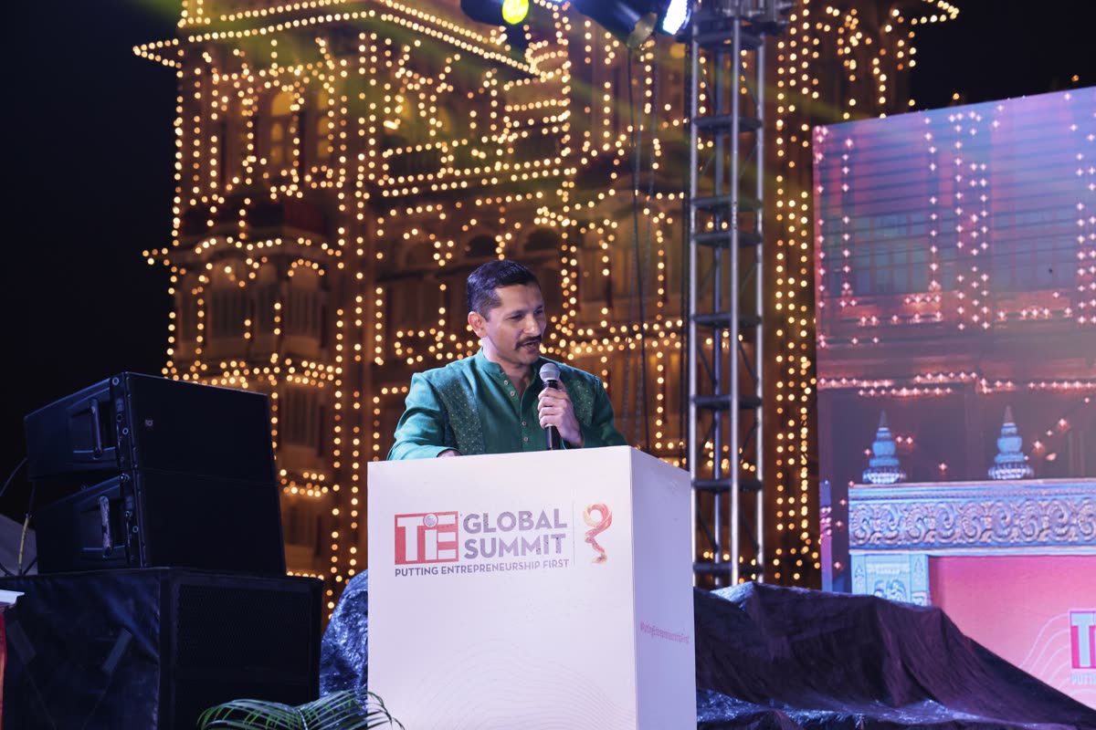 Chinmay on stage at the TiE Global Summit evening